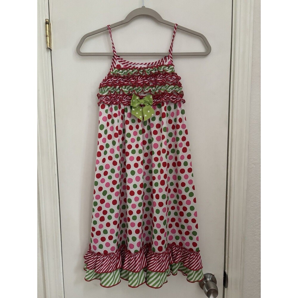 Laura Dare Girls Christmas Nightgown Ruffle Size 8 Made in USA